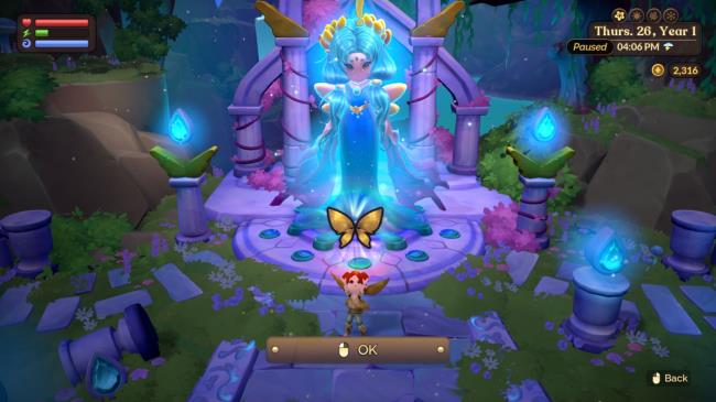 The Wisp Mother grants you wings in Fae Farm